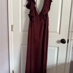 H&M Deep Red Backless Ruffle Dress